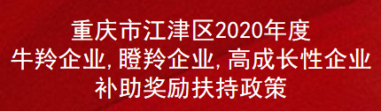 重庆市江津区2020年度牛羚企业,瞪羚企业,高成长性企业补助奖励扶持政策(图1)