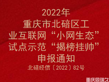 2022年重庆市北碚区工业互联网“小网生态”试点示范“揭榜挂帅”申报通知(图1)
