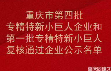 重庆市第四批专精特新“小巨人”企业和第一批专精特新“小巨人”复核通过企业公示名单(图1)