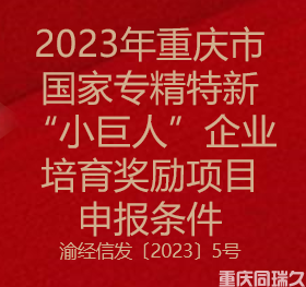 2023年重庆市国家专精特新“小巨人”企业培育奖励项目申报条件(图1)